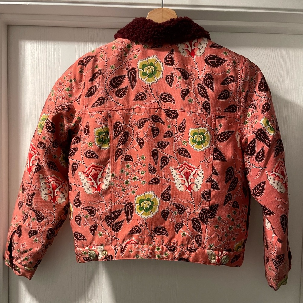 Scotch & Soda Teddy Collar Quilted Cropped Trucker Jacket in Pink. Size 10 - Picture 2 of 6